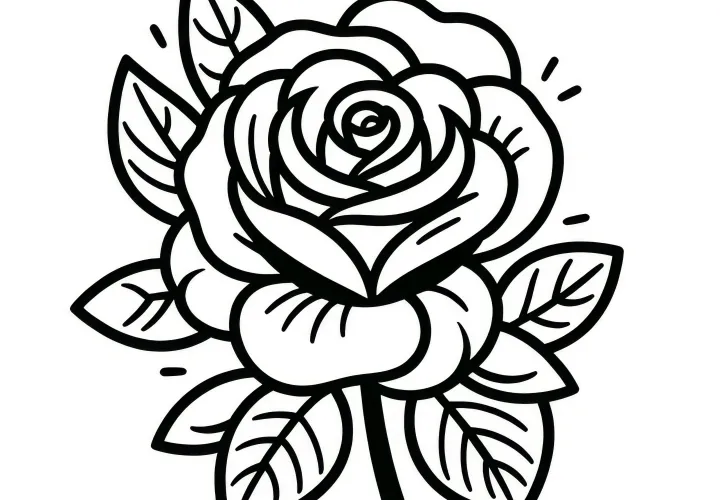 Rose: Beautiful coloring page (Free)