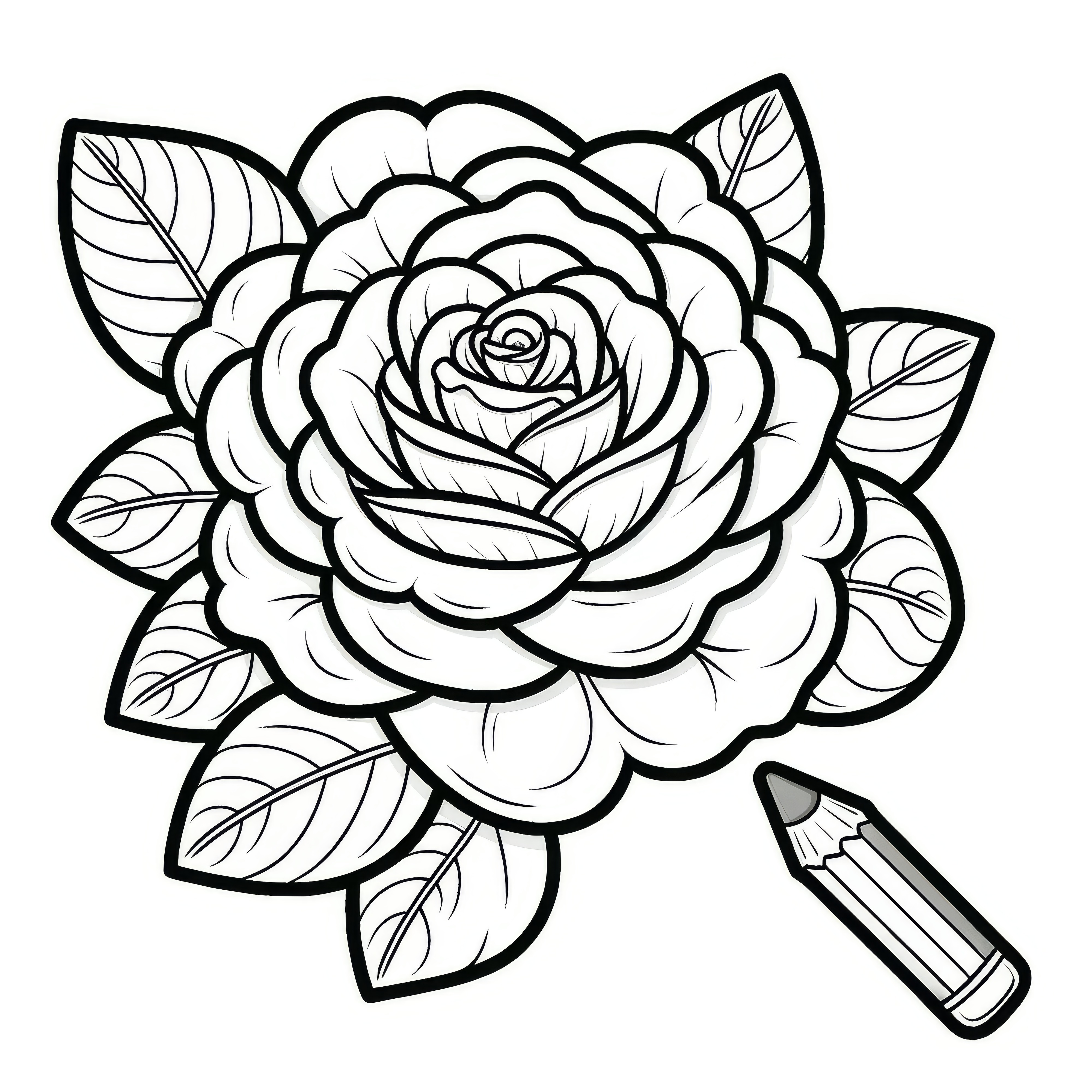 Elegant rose blossom as a coloring page (Free)