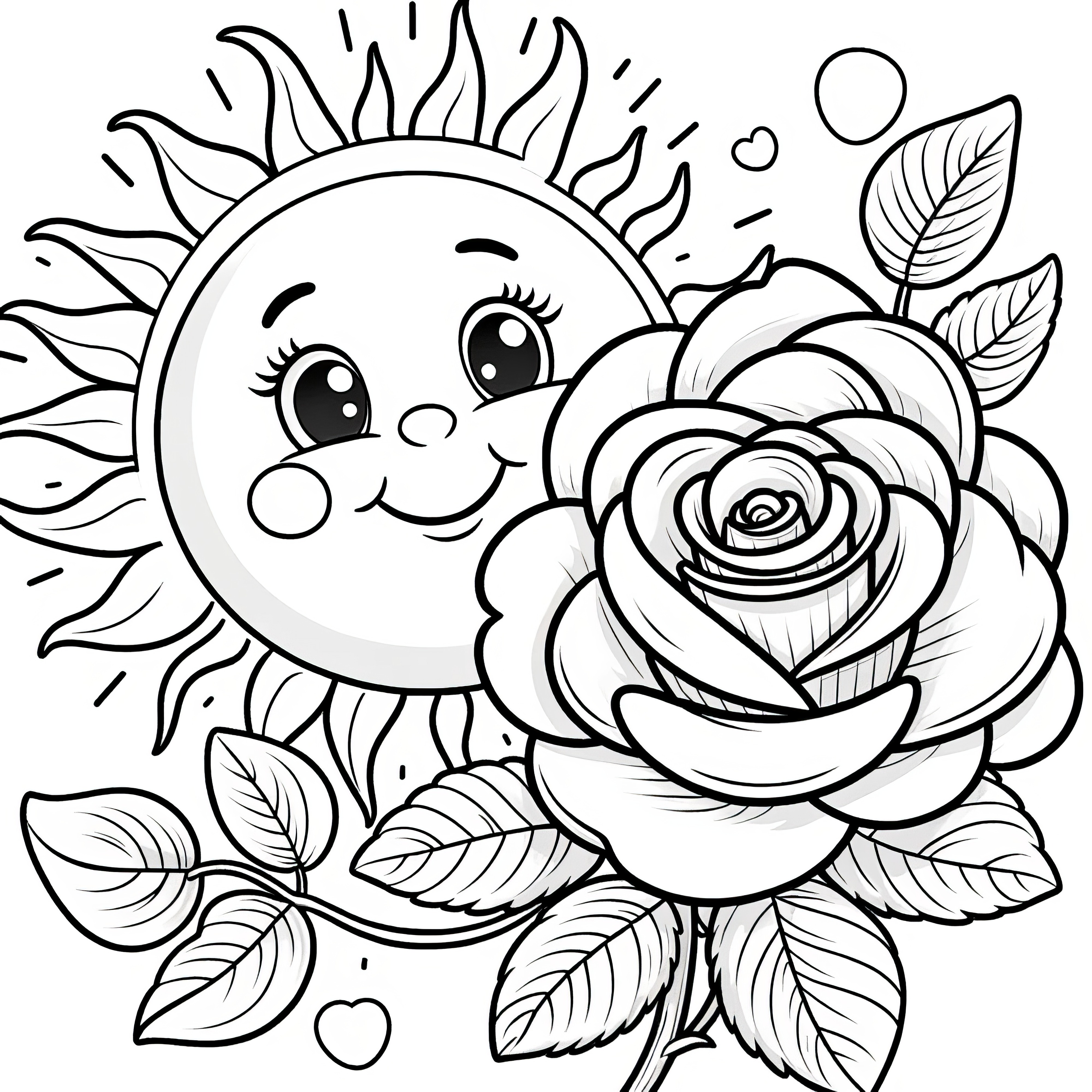 Rosa em flor ao sol: imagem para colorir grátis