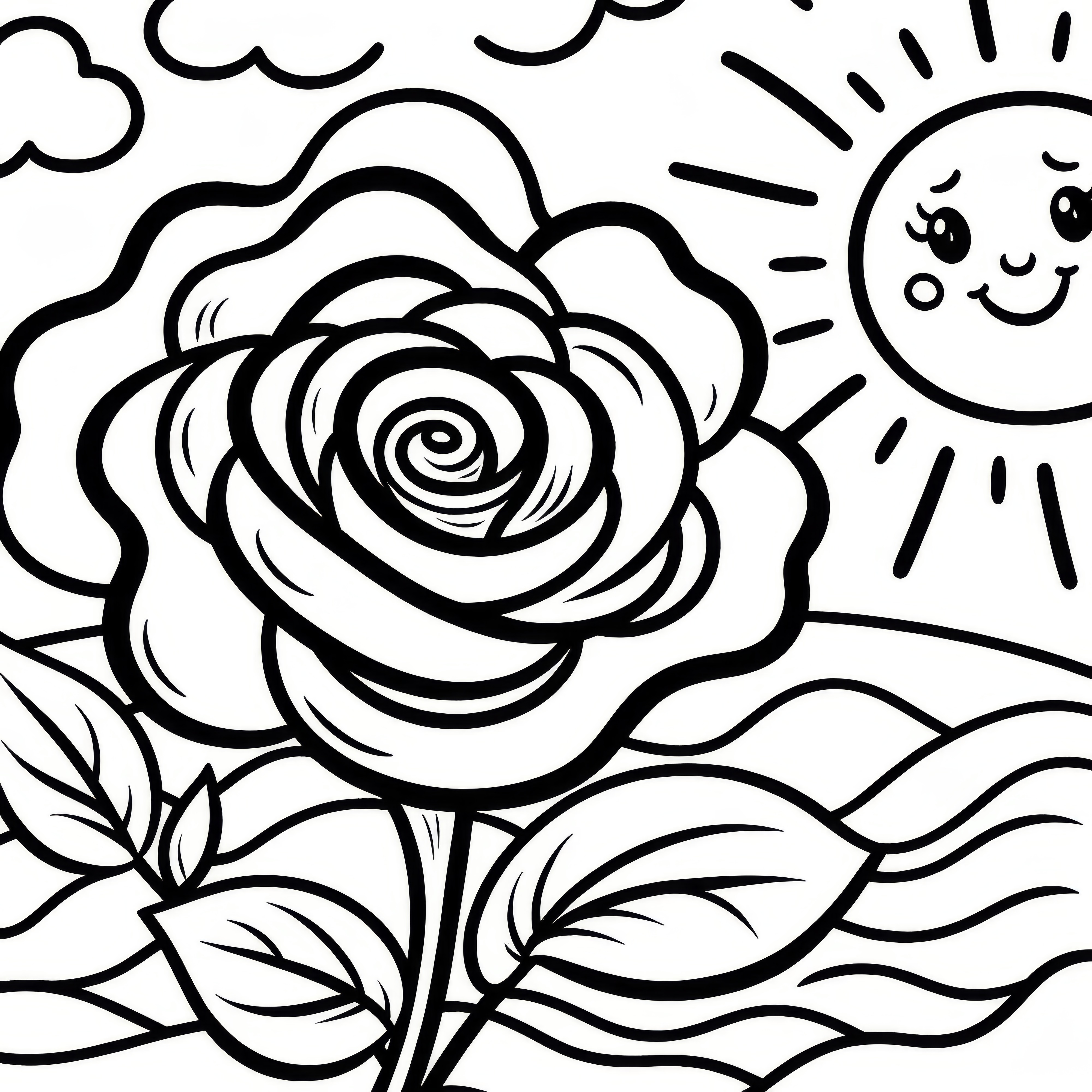 Blossoming roses in the sun: Beautiful coloring page (Free)