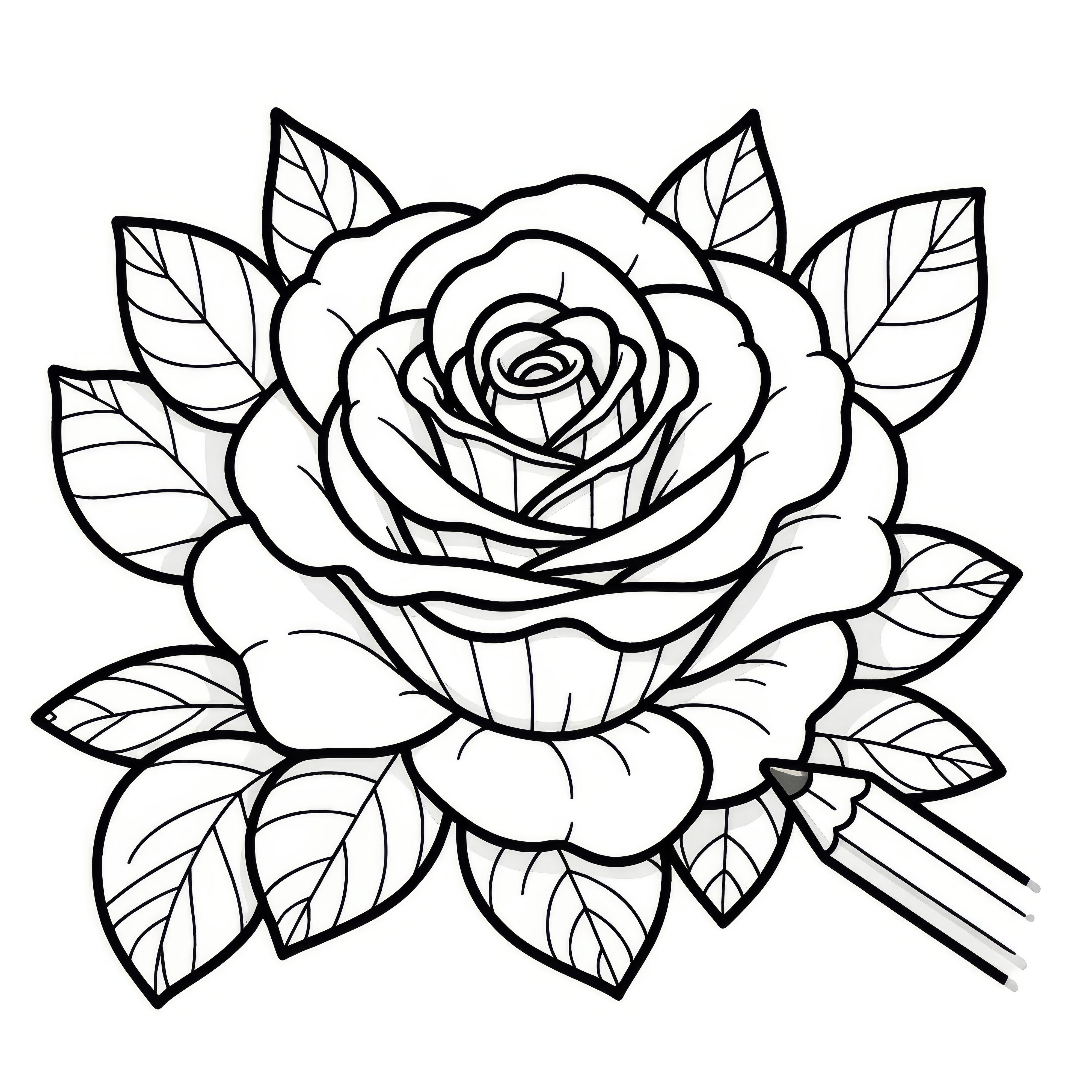 Beautiful rose blossom for coloring: coloring page for download (free)