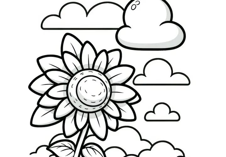 Simple sunflower: Coloring page free