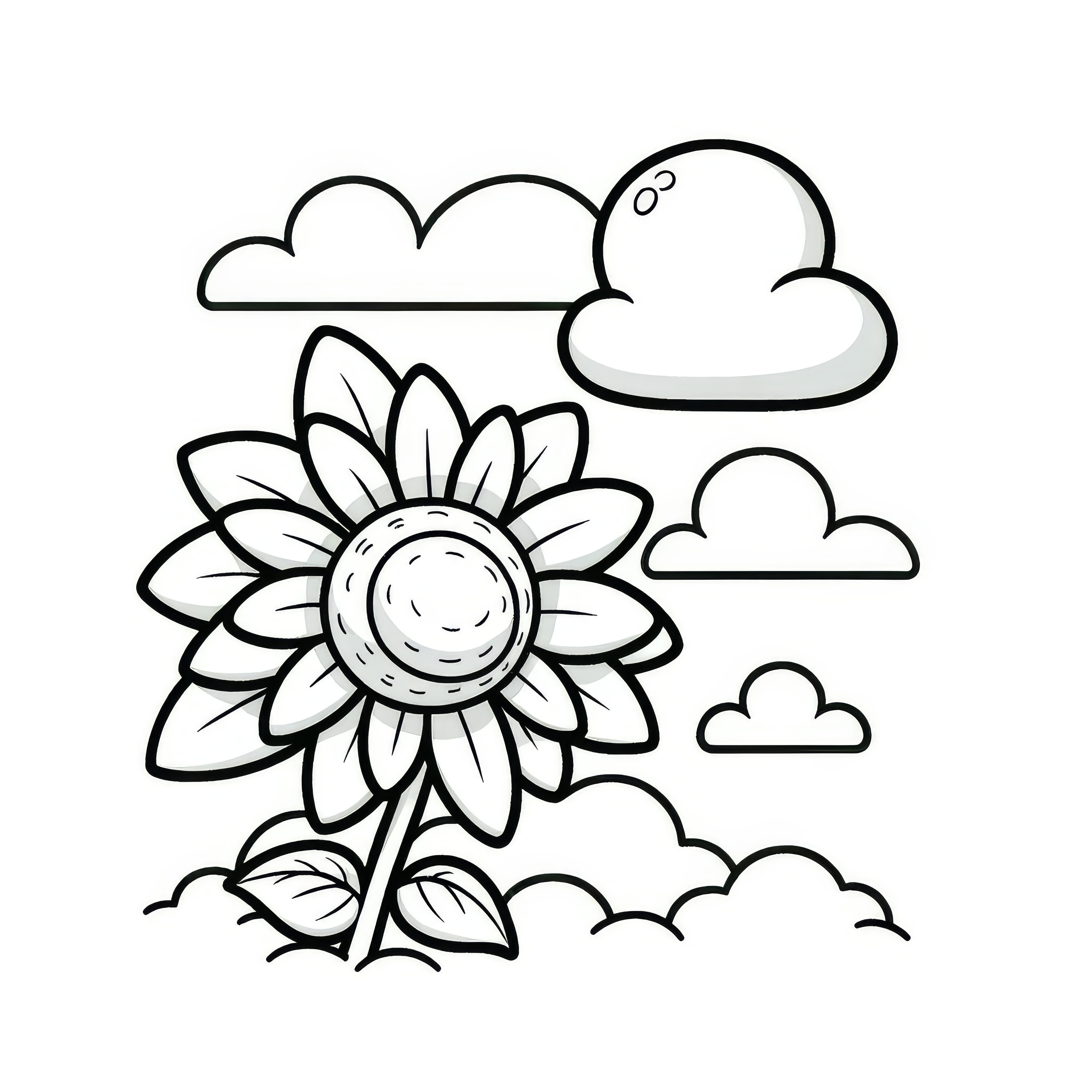 Simple sunflower: coloring page for free