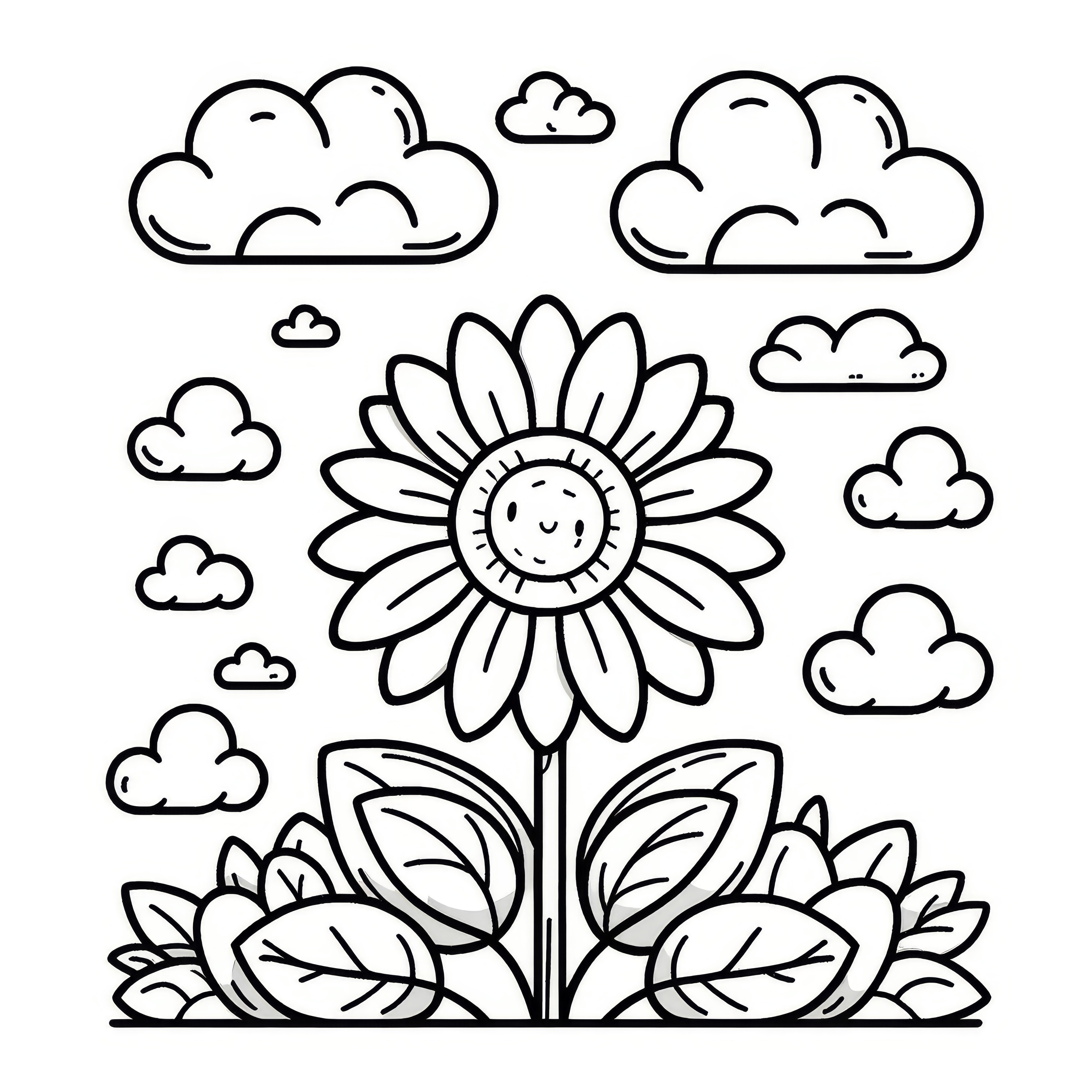 Simple sunflower for coloring (Free)