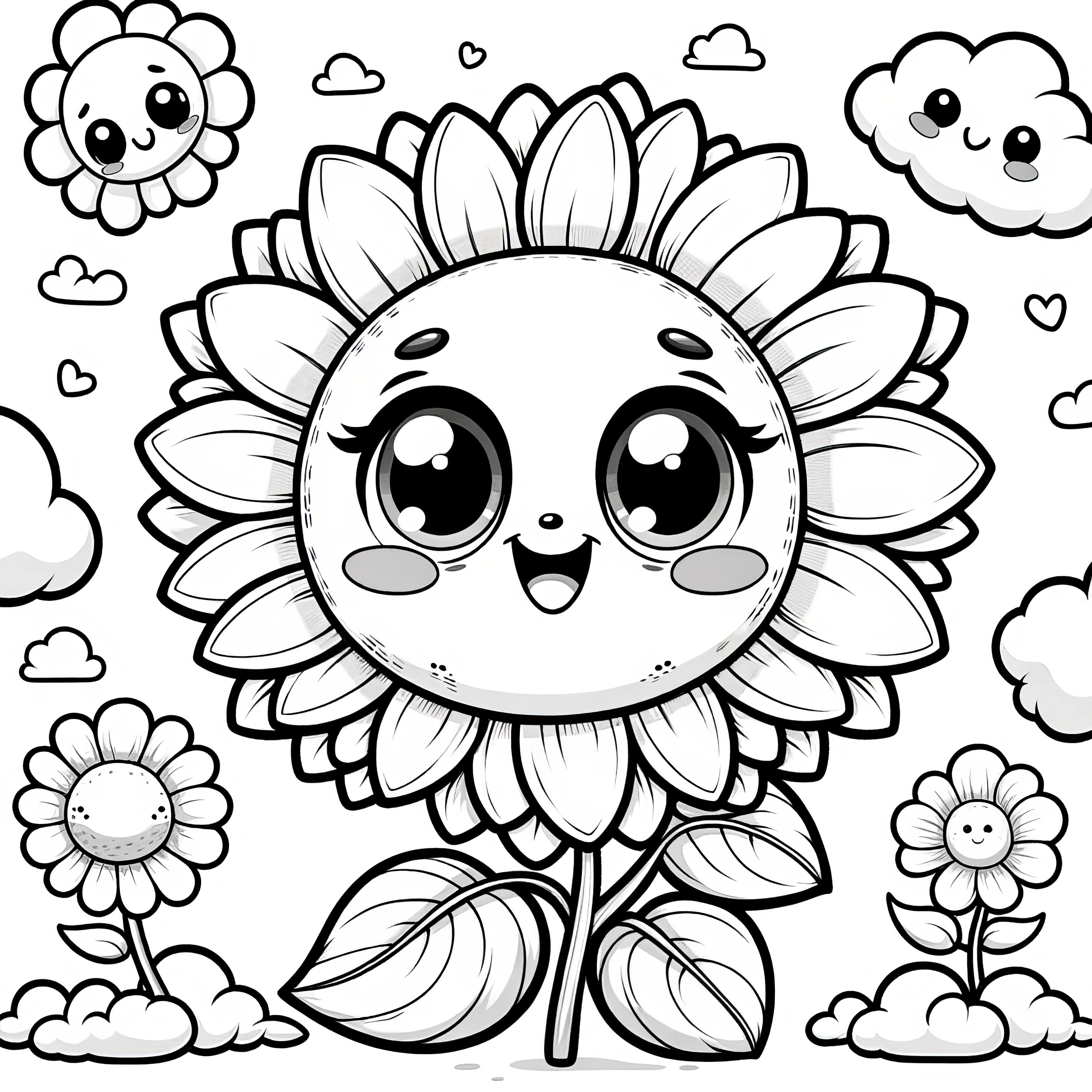 Happy sunflower face to color (Free)