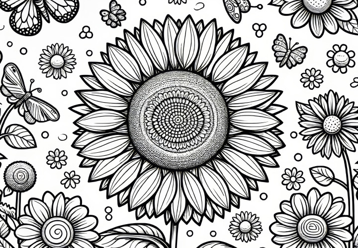 Sunflower as a coloring page (Free)