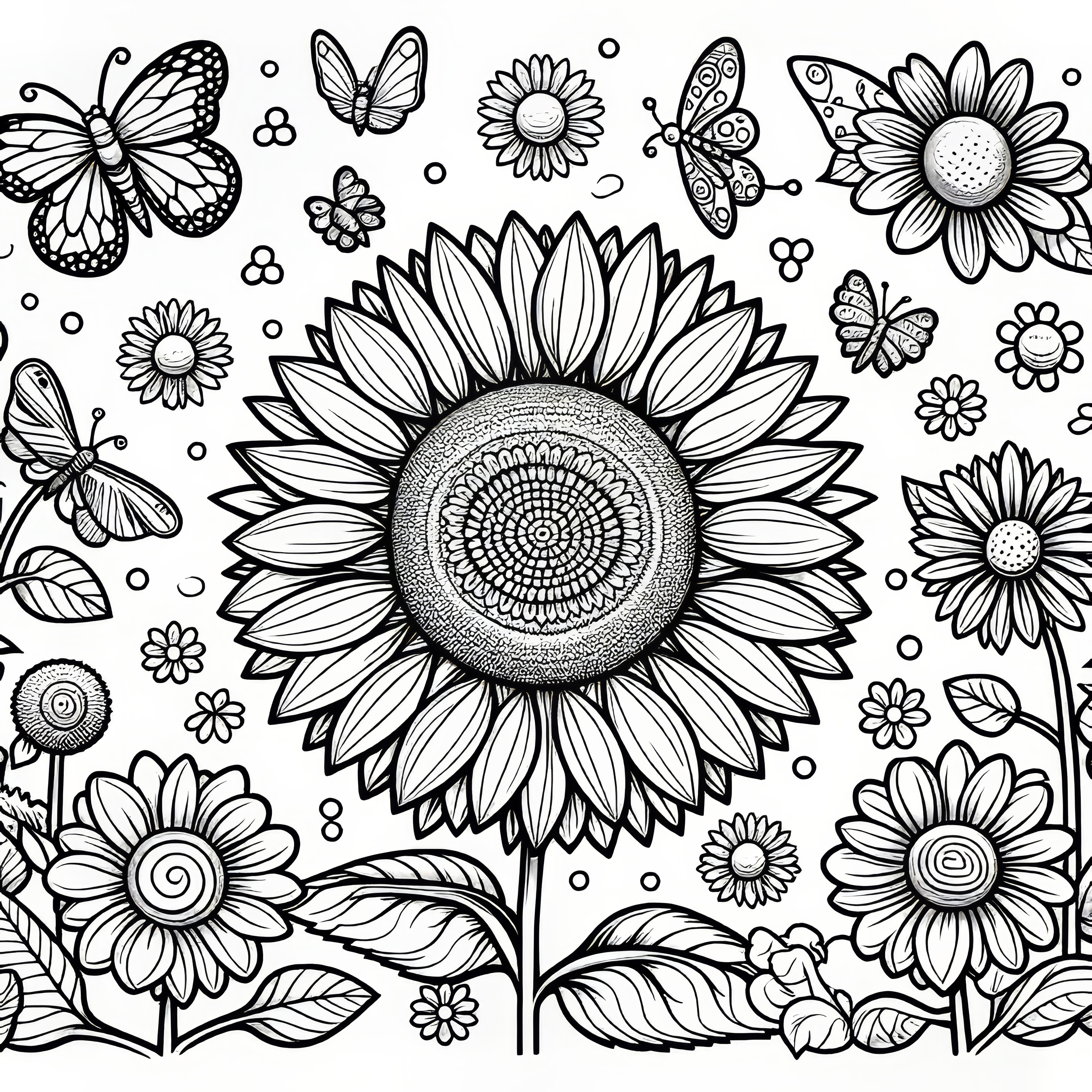 Sunflower as a coloring sheet (Free)