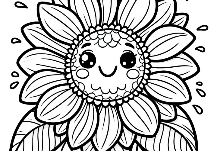 Sunflower: Simple coloring template for children (Free)