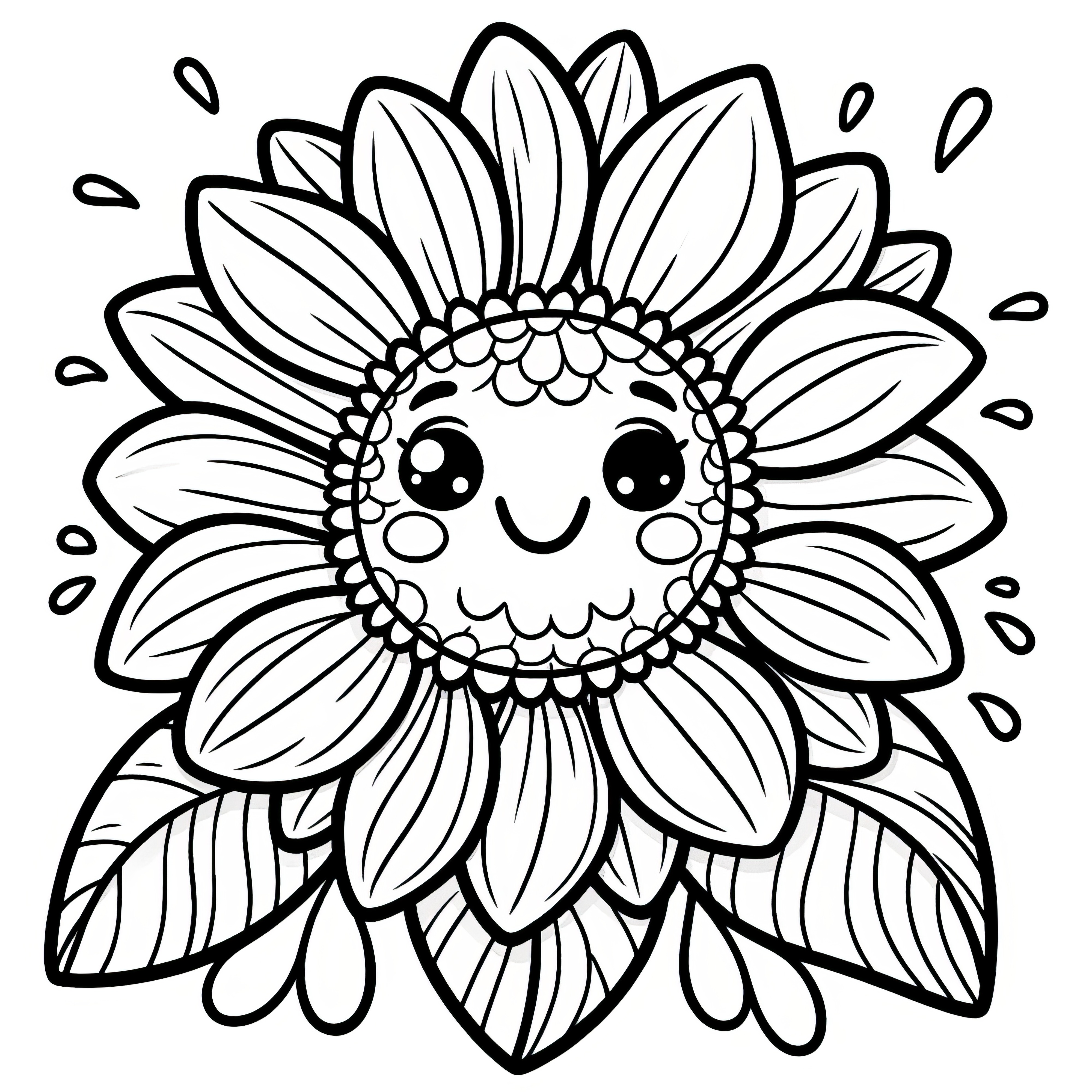 Sunflower: Simple coloring page for children (Free)