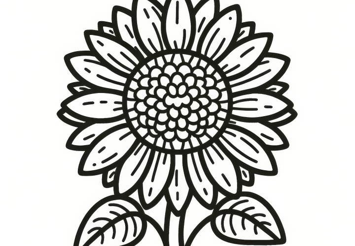 Simple coloring page of a sunflower for children (Free)