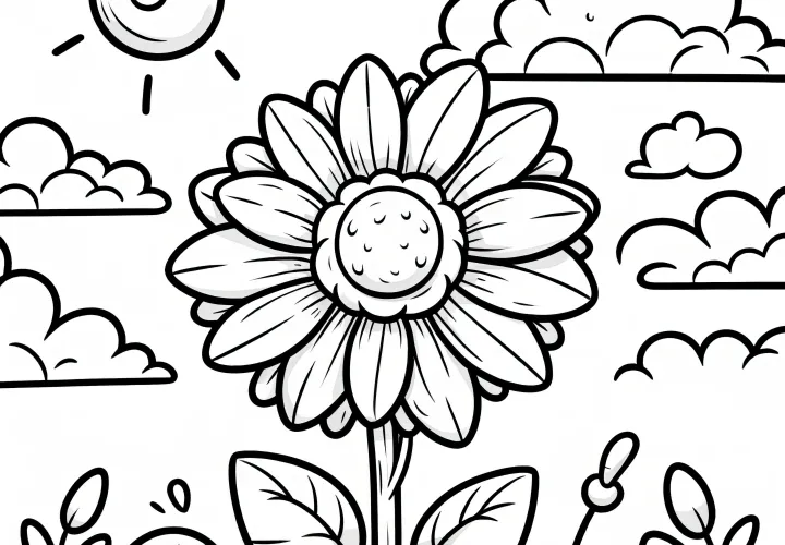 Sunflower coloring page for children (Free)