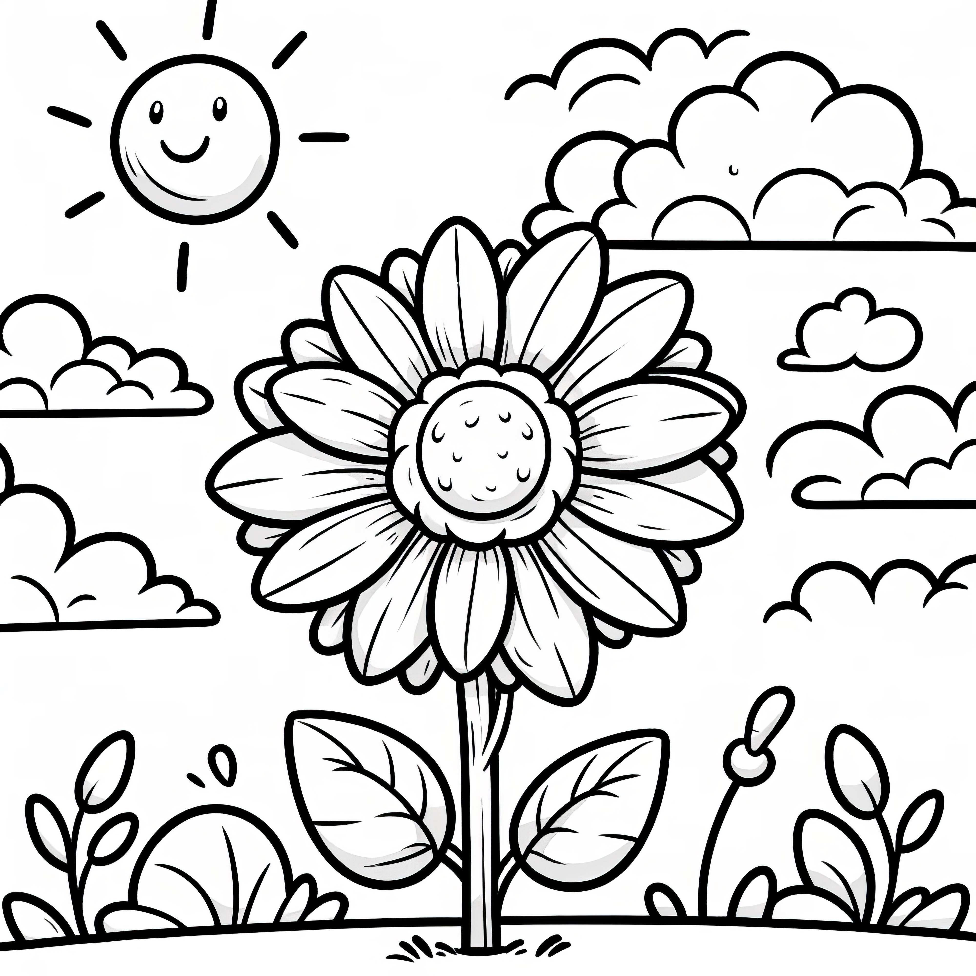 Sunflower coloring page for children (Free)