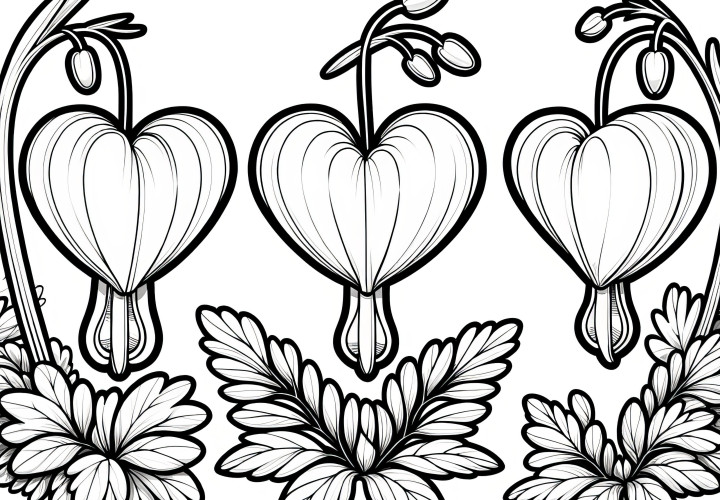 Heartsore flowers for coloring (Free)