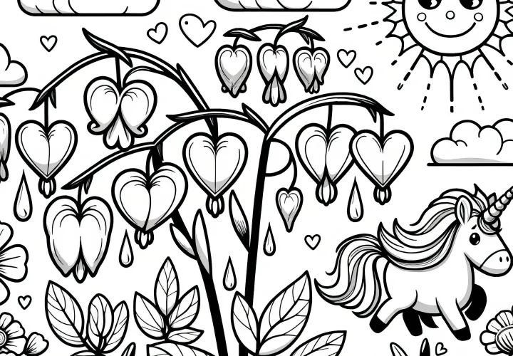 Tearful heart and unicorn as a coloring page (Free)