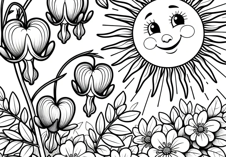 Weeping Heart Plant in the Sun: Free Coloring Page