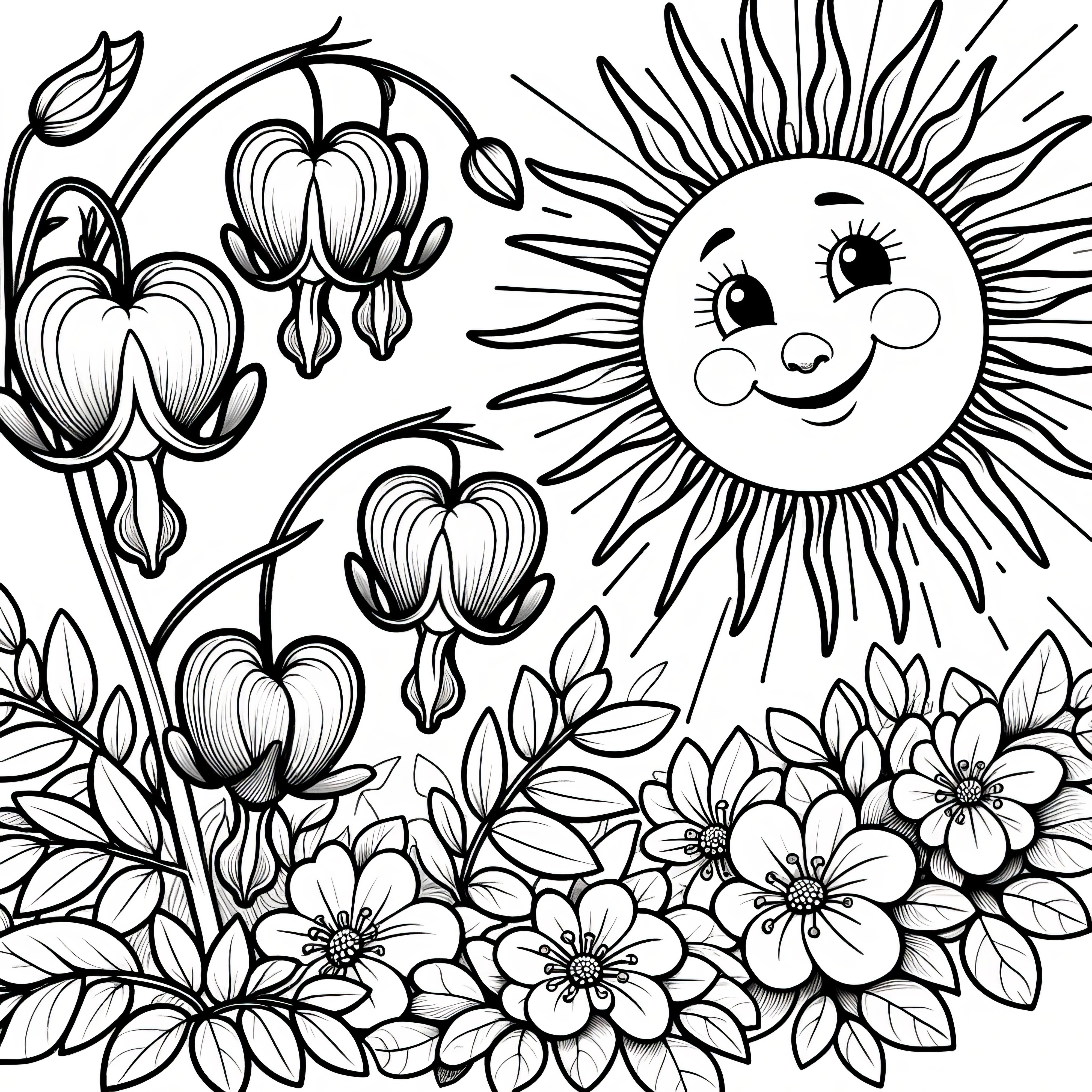 Weeping Heart plant in the sun: Free coloring page