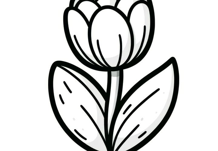 Tulipa como página para colorir simples (gratuito)