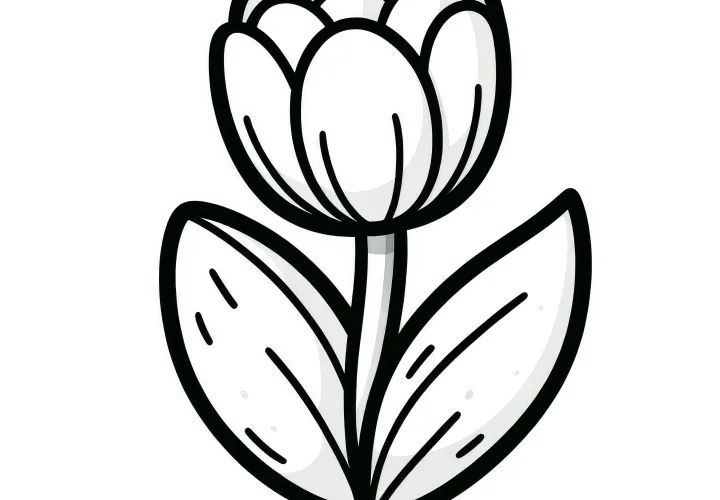 Tulip as a simple coloring page (Free)