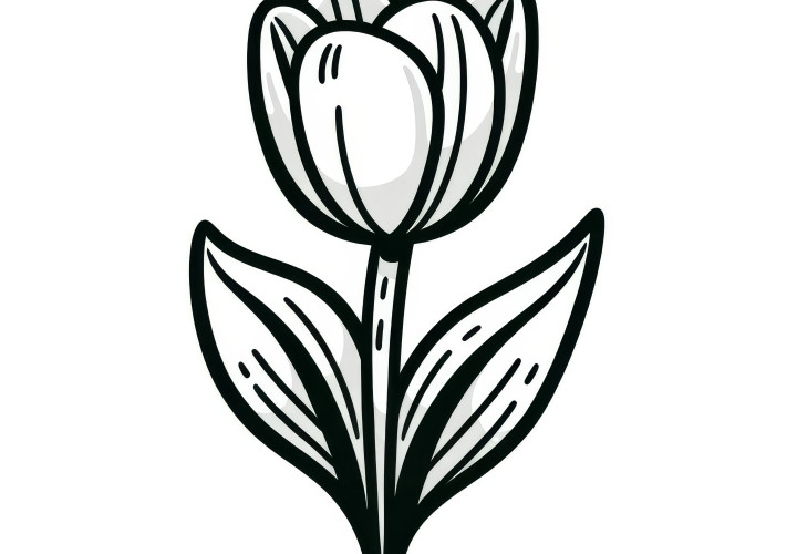 Tulip as coloring template for children (free)