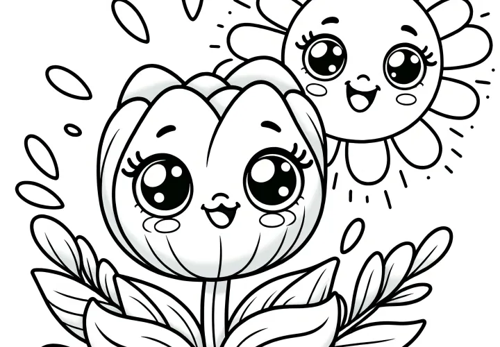 Tulip, sun and laughter: A cheerful coloring page (Free)