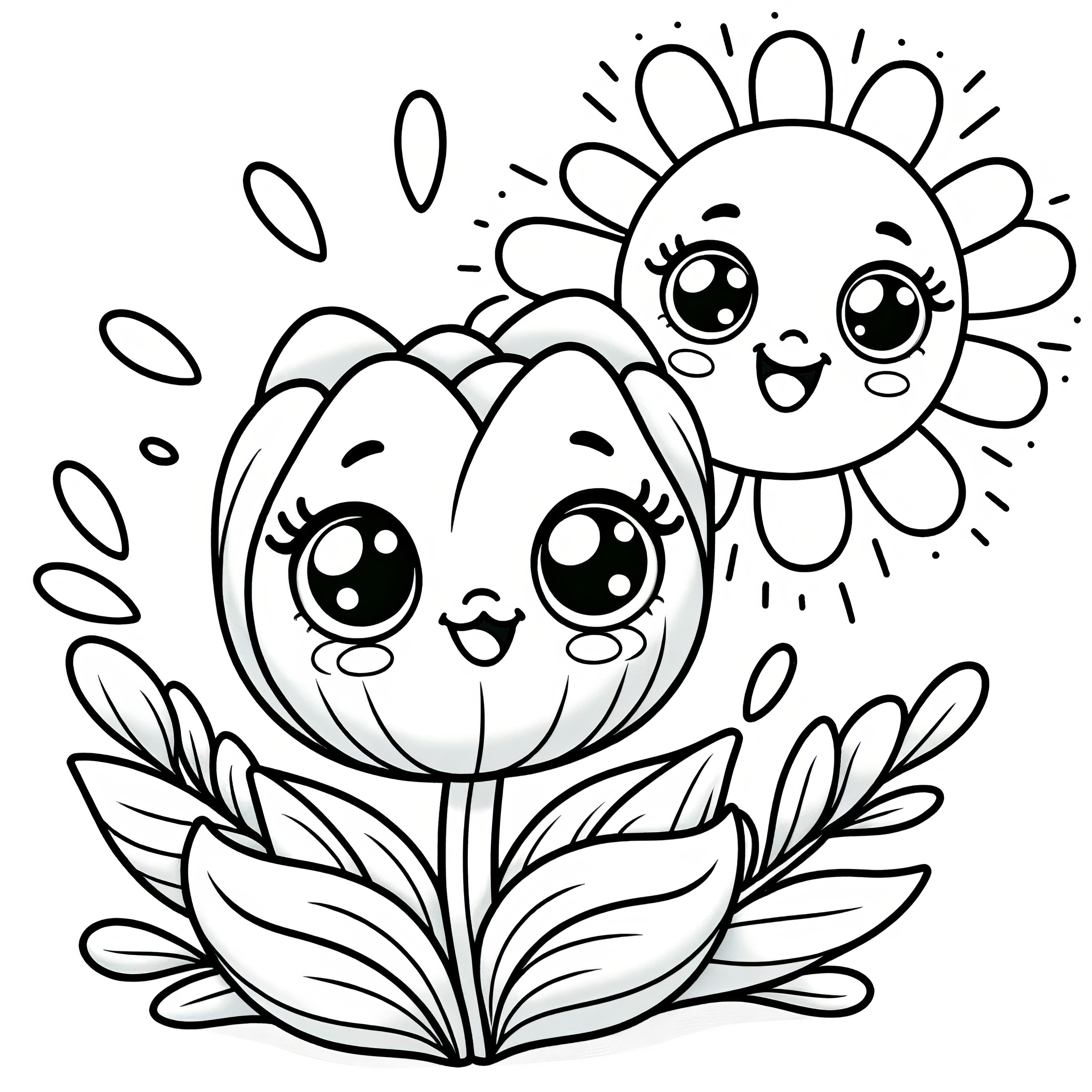 Tulip, sun and laughter: A cheerful coloring picture (free)