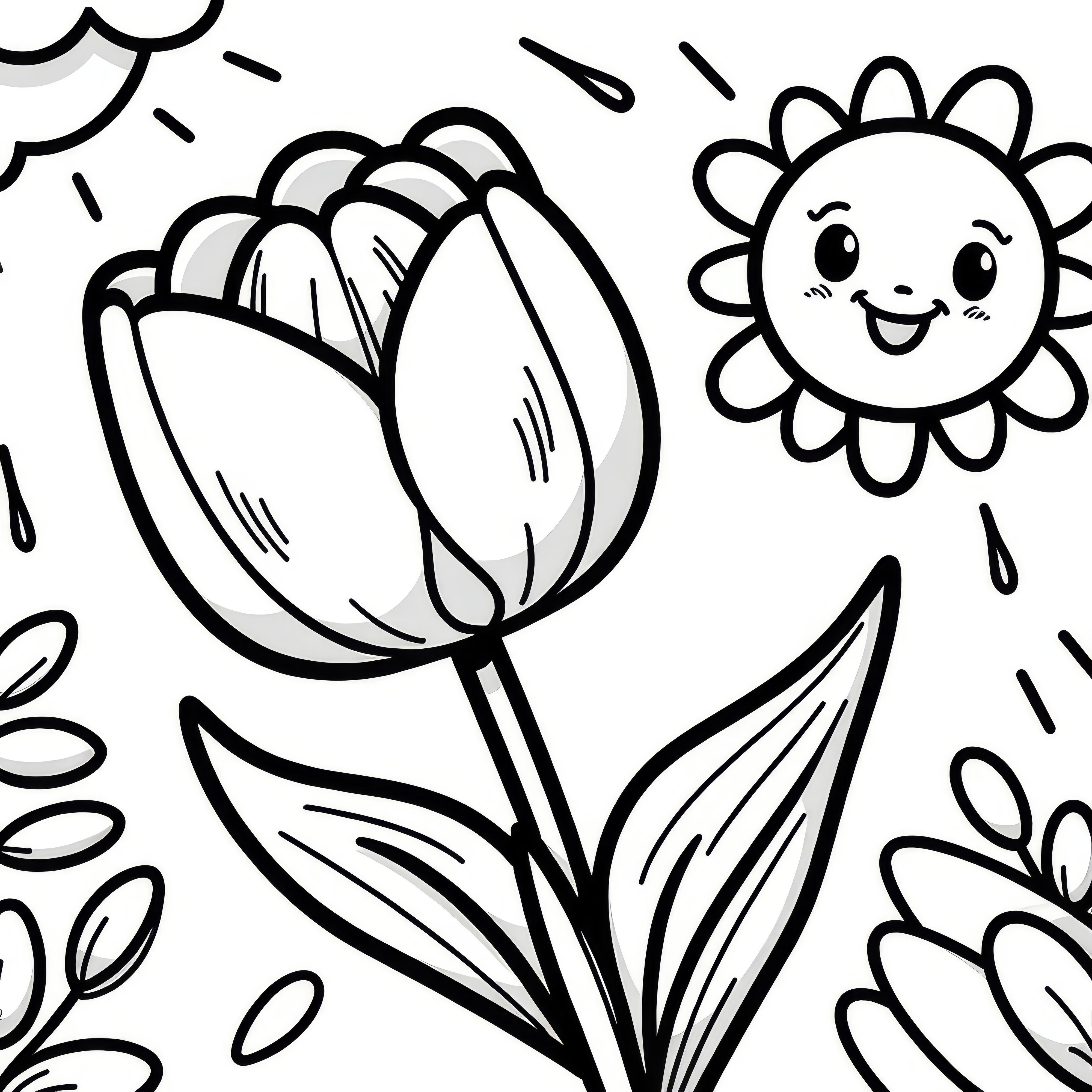 Tulip in the sun: Coloring page for children (Free)