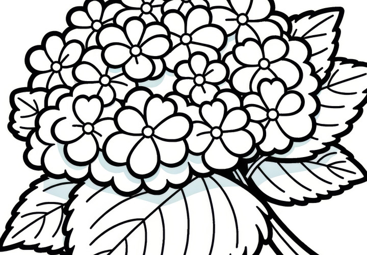 Hydrangea blossoms: Coloring picture (Free)