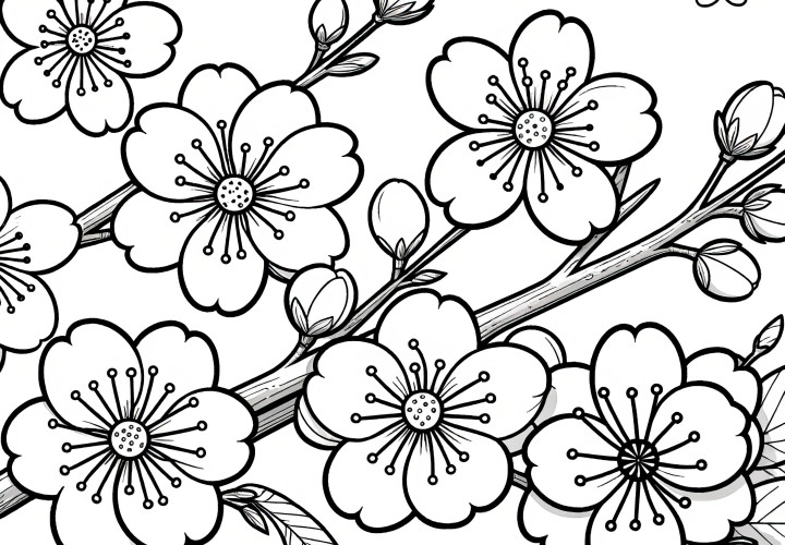 Cherry blossom coloring pages: Free download