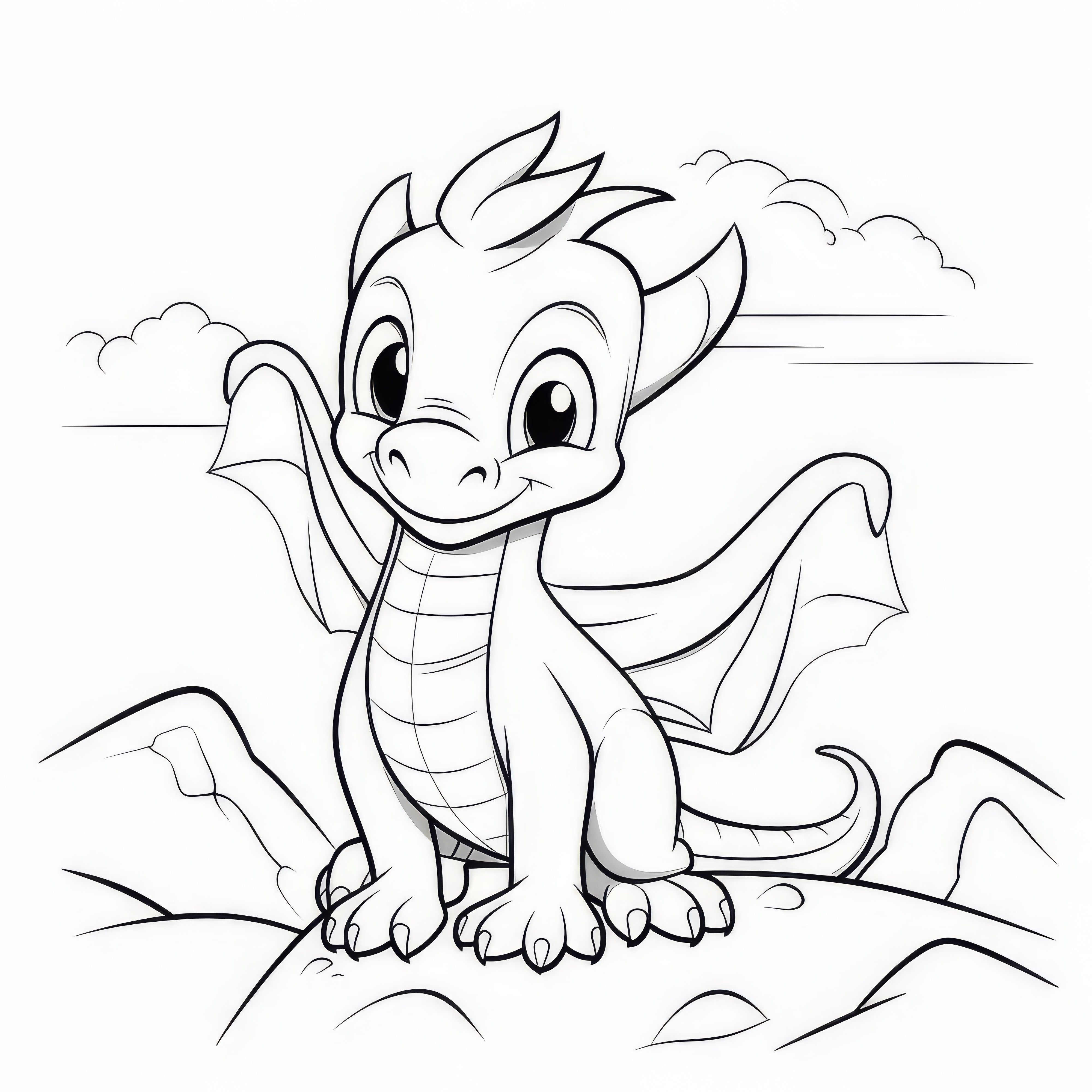 Dragon sur rocher : Coloriage à télécharger (Gratuit)