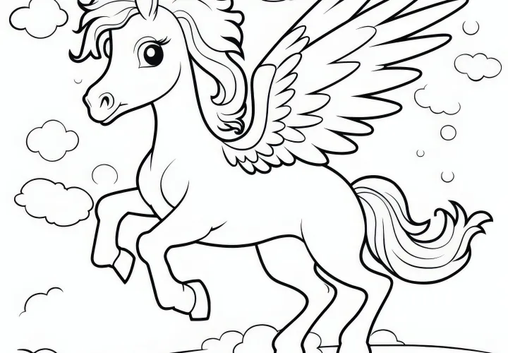 Pegaso bellissimo: disegno da colorare da scaricare (gratuito)