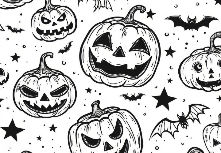 Halloween pumpkins: Free picture to color