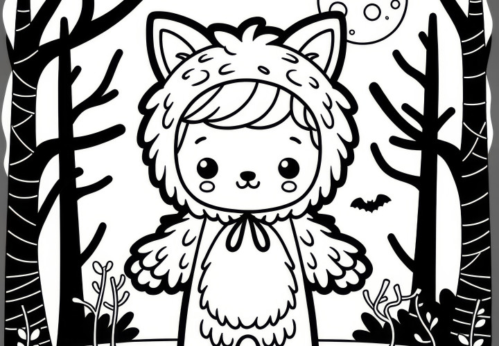 Halloween costume bear: Picture for coloring (Free)