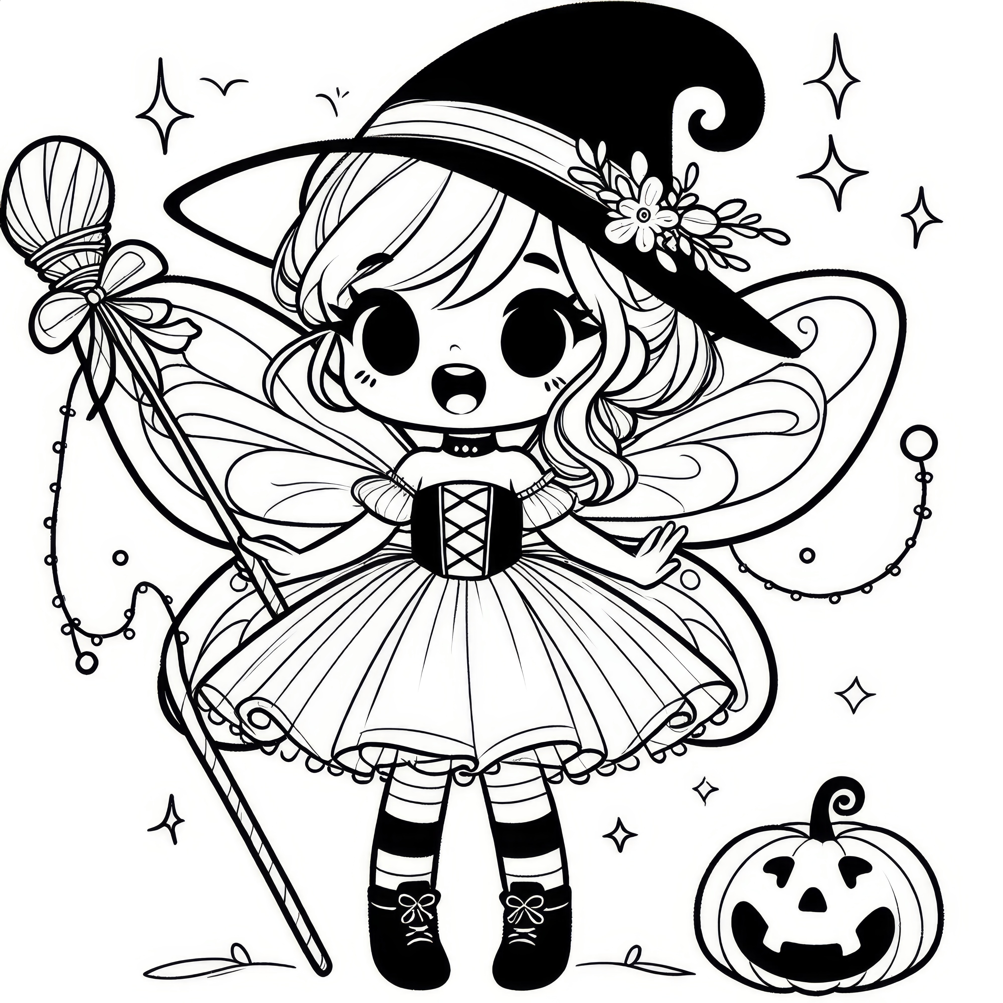 Halloween costume fairy: Easy coloring sheet (Free)