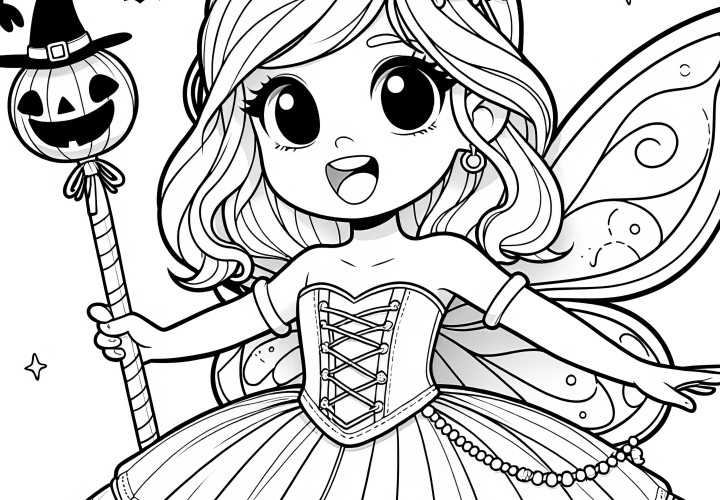 Halloween costume: Sweet fairy as a coloring page (Free)