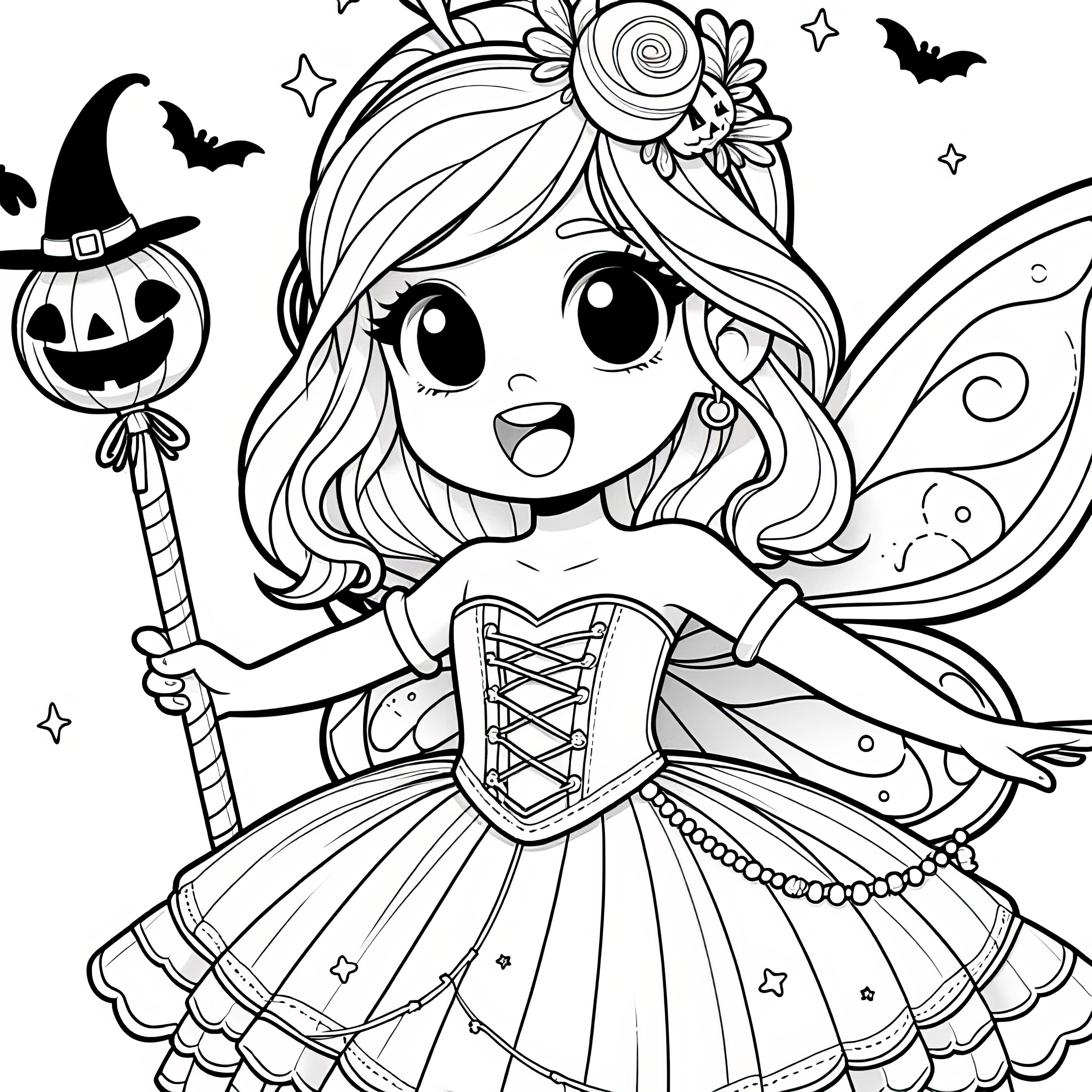 Halloween costume: Sweet fairy as a coloring page (Free)