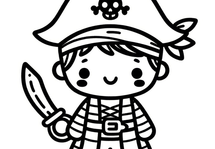 Simple coloring page of a Halloween costume: Pirate (Free)