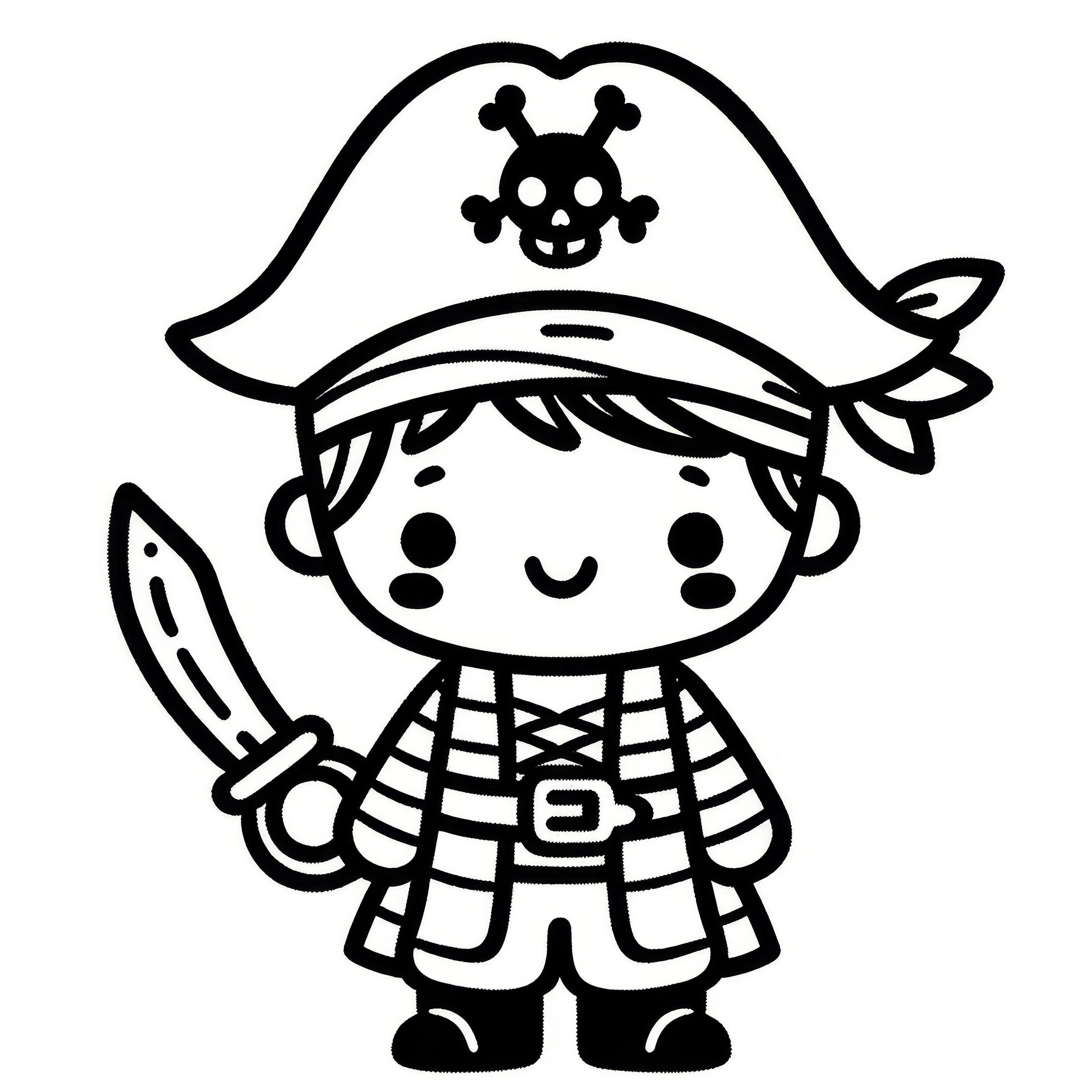 Simple coloring picture of a Halloween costume: Pirate (Free)