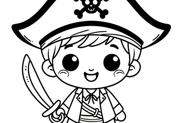 Halloween costume pirate: Free coloring page