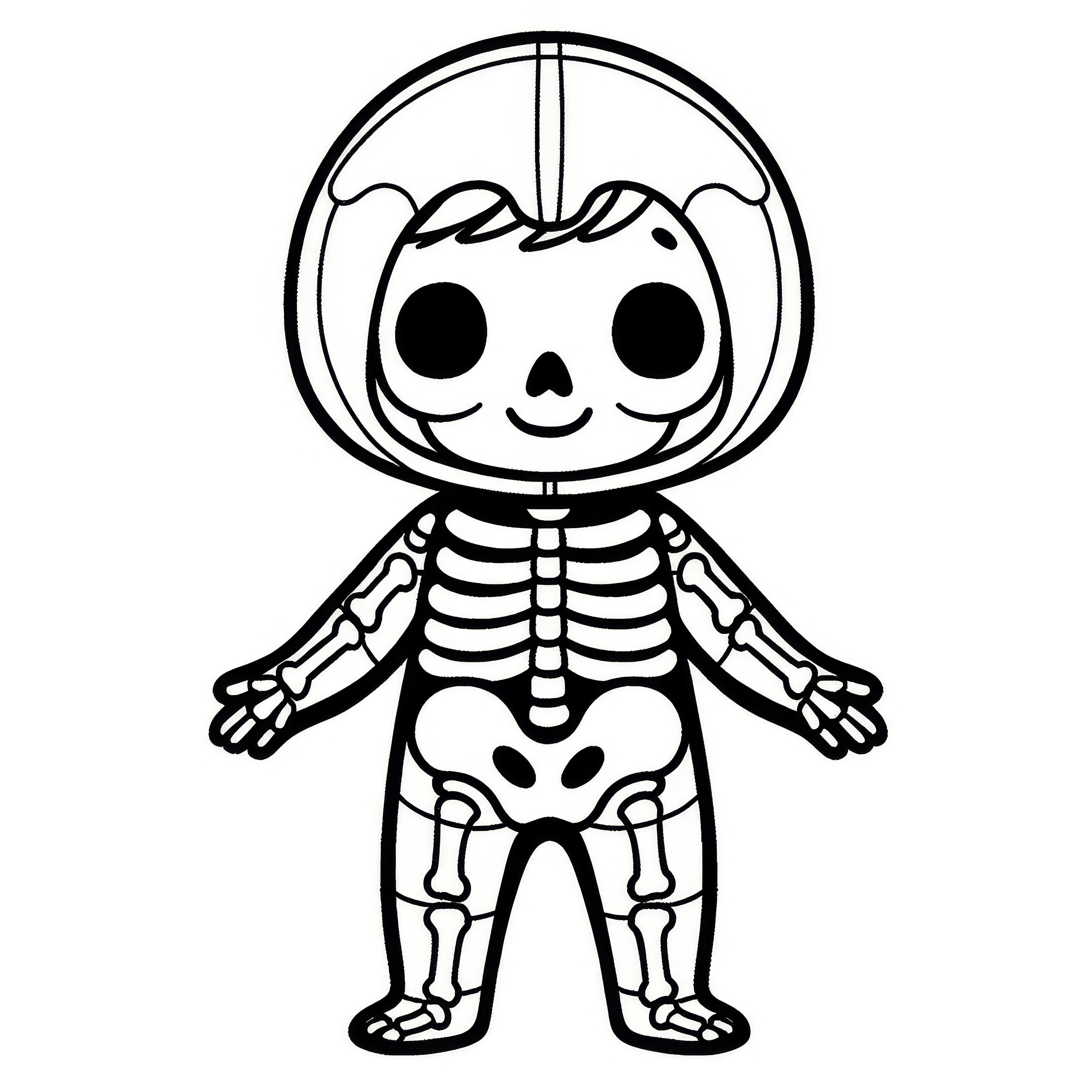 Halloween costume skeleton: Simple coloring page (Free)