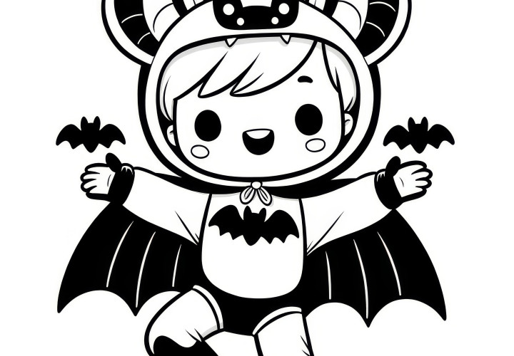 Halloween costume superhero: Picture to color (Free)