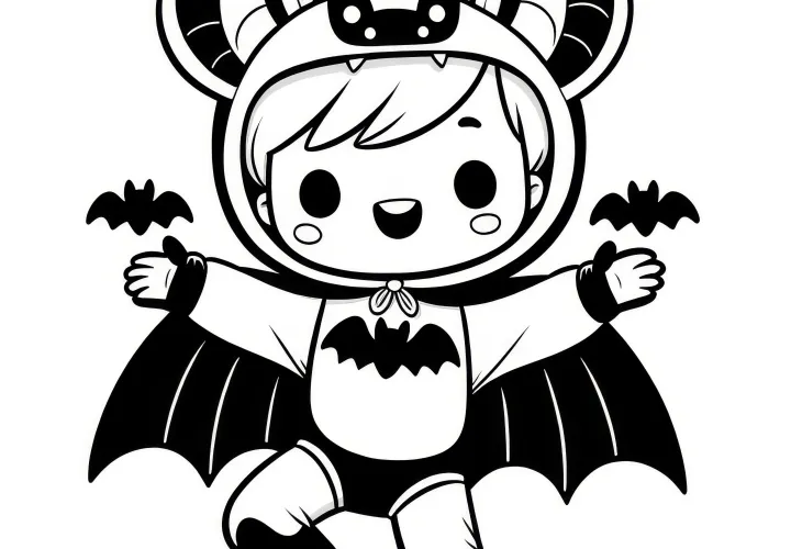 Disfraz de superhéroe de Halloween: imagen para colorear (Gratis)