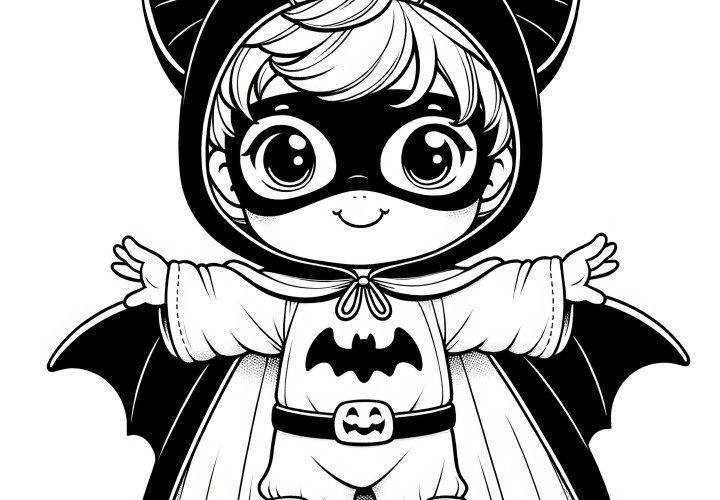 Halloween costume superheroine: coloring picture free for download