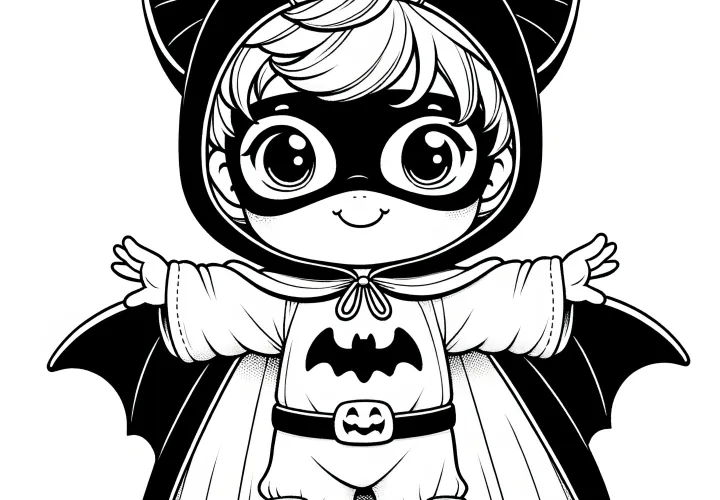 Disfraz de superhéroe para Halloween: dibujo para colorear gratis para descargar