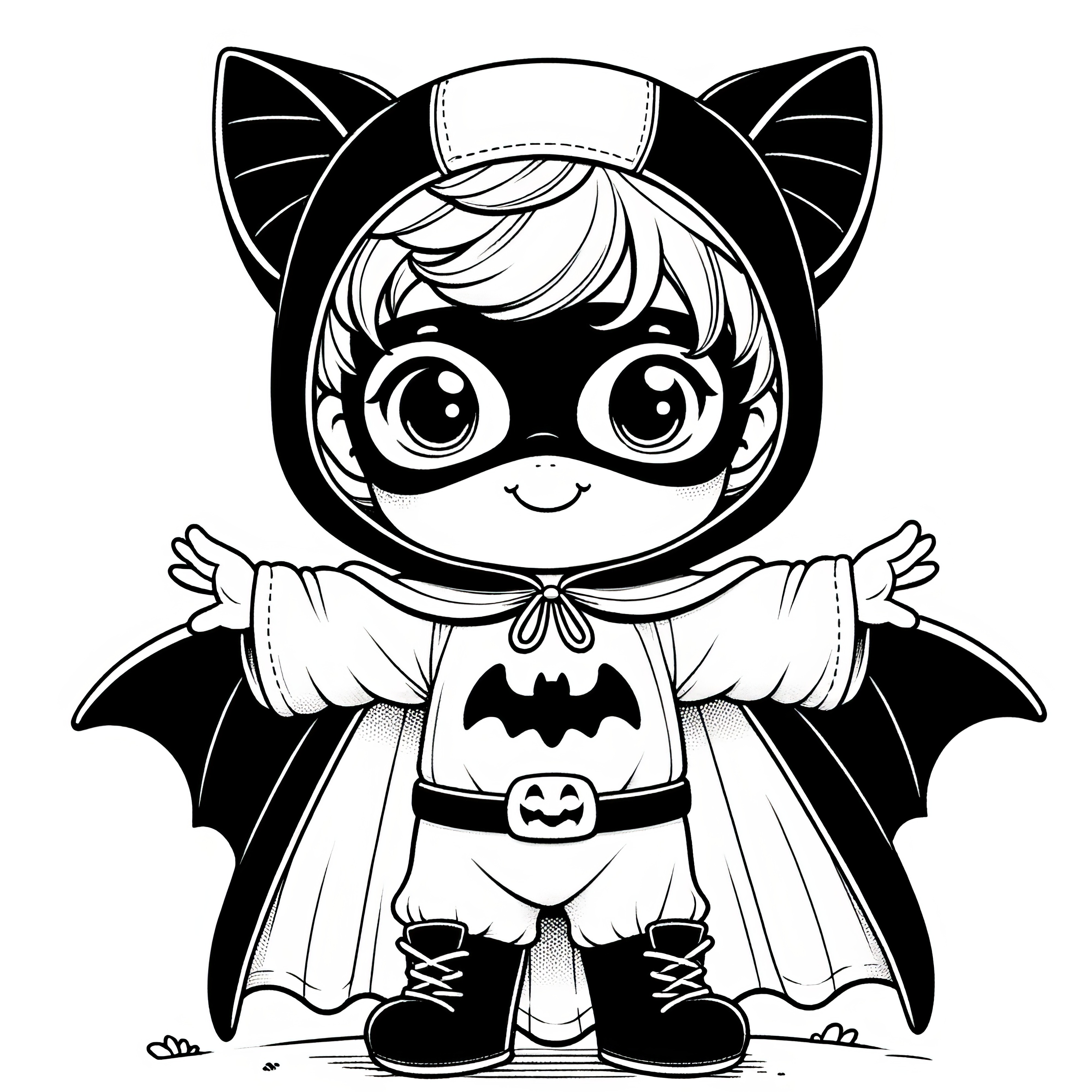 Halloween costume superheroine: Coloring page free to download