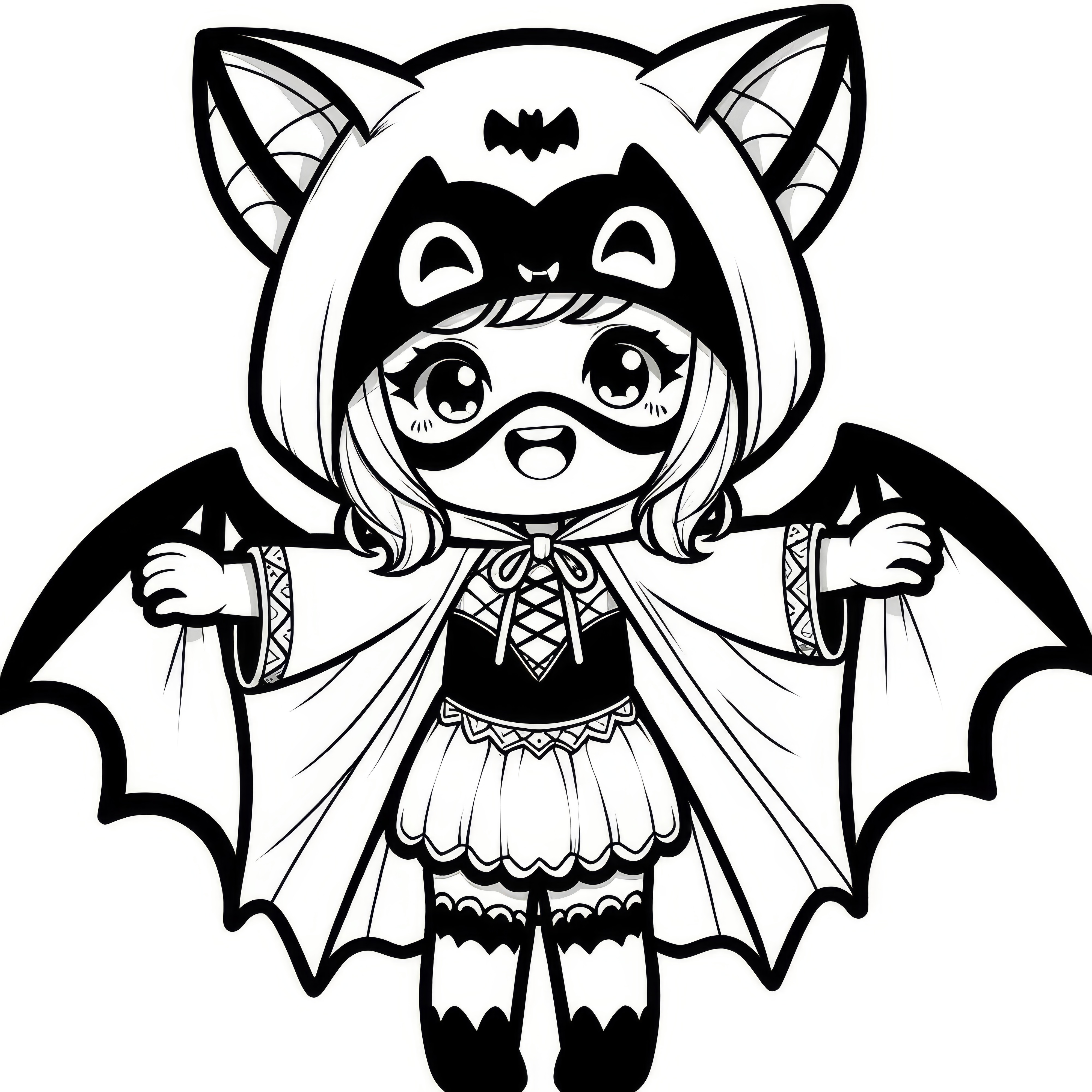 Halloween costume with a cool superheroine: coloring picture (free)