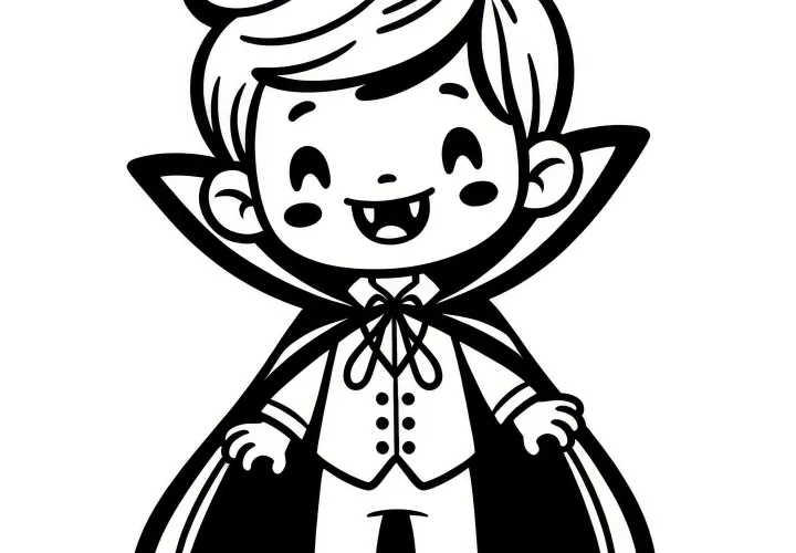 Disfraz de vampiro escalofriante de Halloween: Descarga gratis la imagen para colorear ahora