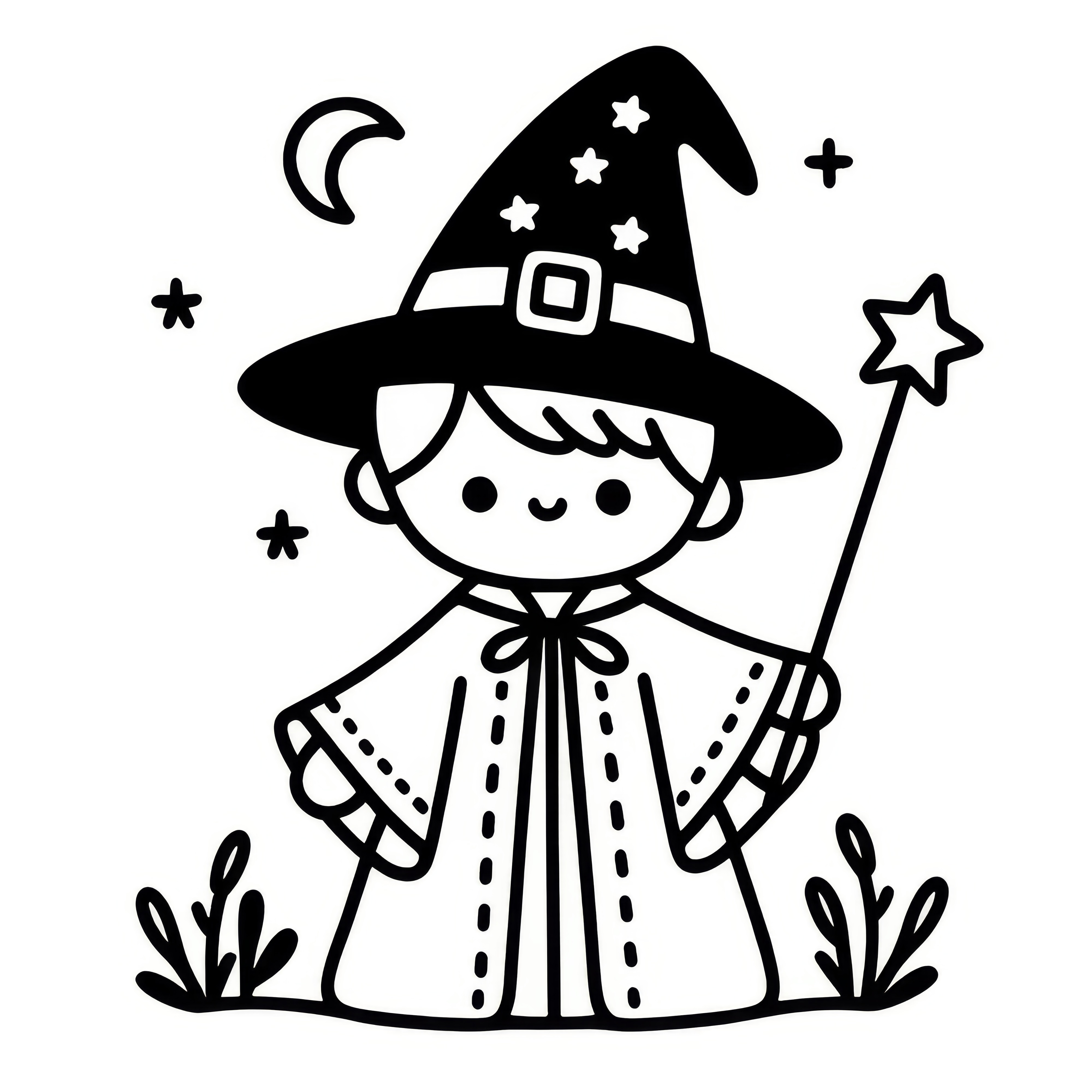 Halloween costume wizard: Simple free coloring page