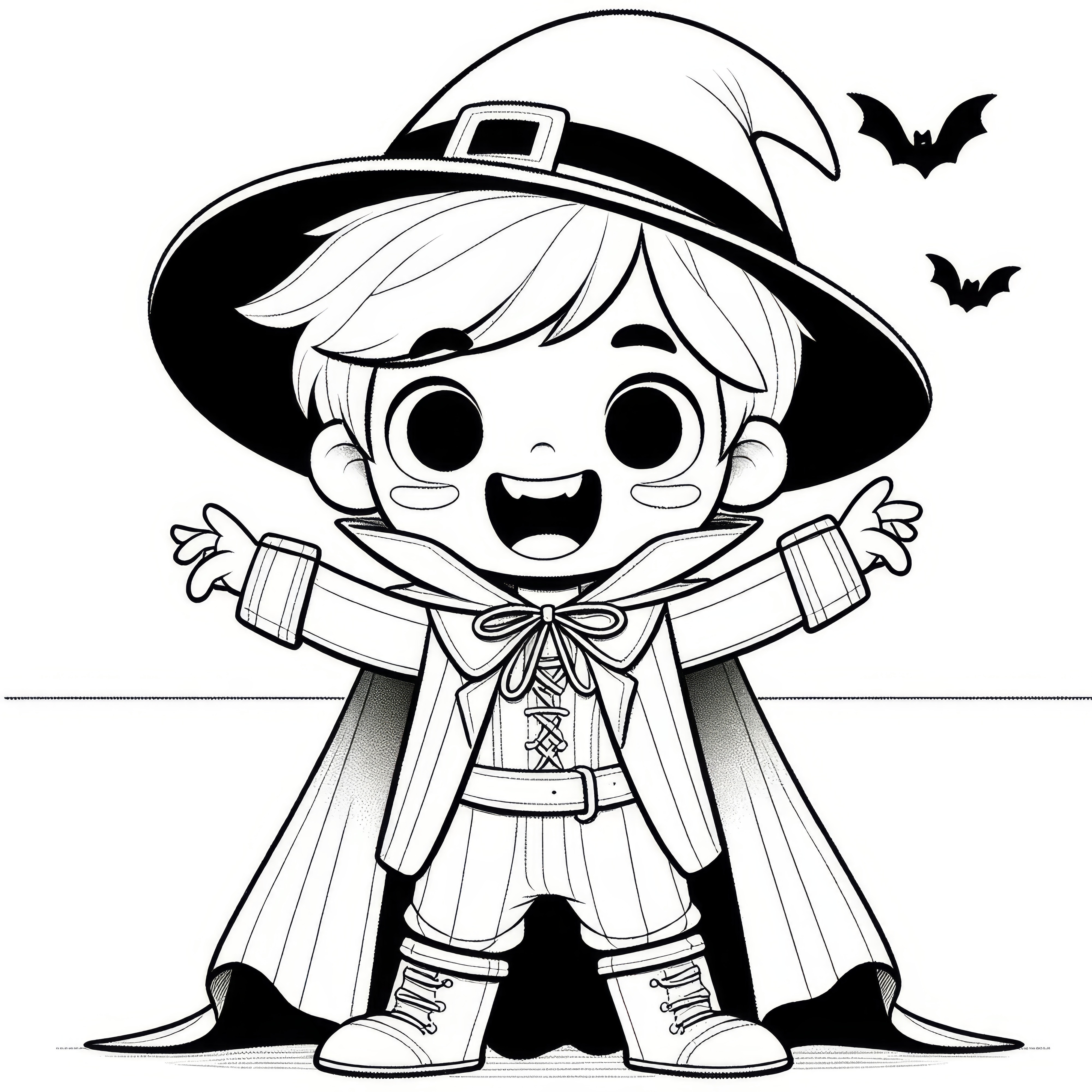 Halloween costume: Cheerful wizard as a coloring page to print (Free)