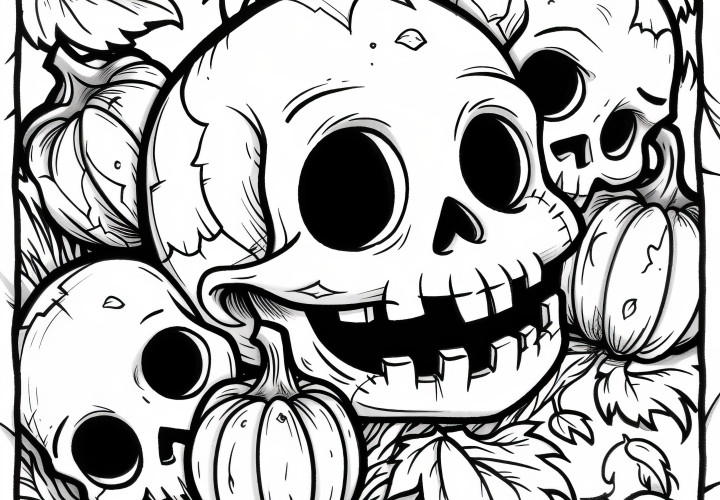 Calaveras espeluznantes para Halloween: Plantilla para colorear para descargar (Gratis)