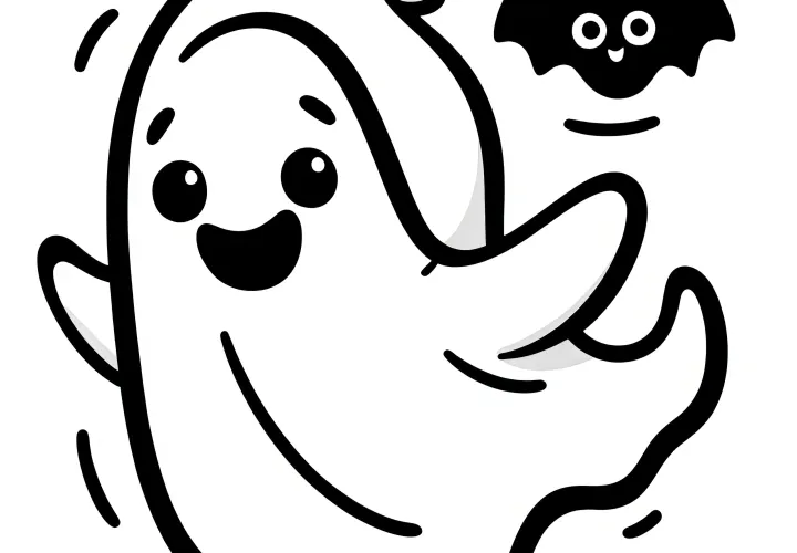 Fantasma flotante: Plantilla de colorear simple para Halloween (Gratis)